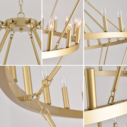 69.3" 4-Tier Gold Wagon Wheel Chandelier, 80-Light - view 11