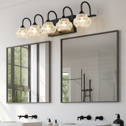 29" Retro 5-Light Black Crystal Vanity Wall Light - view 2