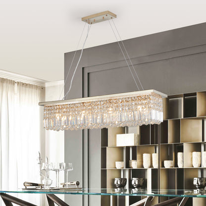 39.4" 8-Light Gold Raindrop Crystal Chandelier - view 2