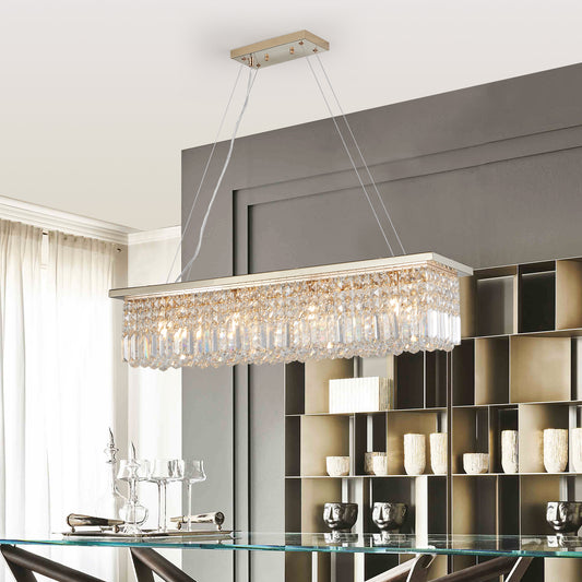 39.4" 8-Light Gold Raindrop Crystal Chandelier - view 2