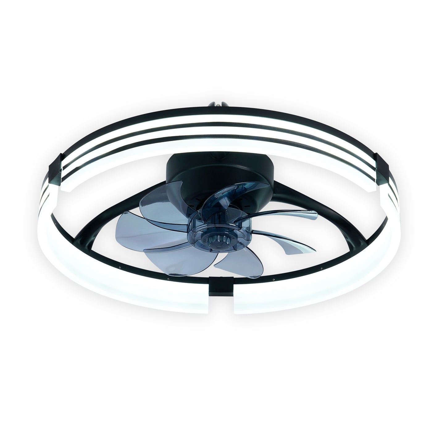 20" Matte Black Flush Mount Ceiling Fan with Dimmable LED - view 18