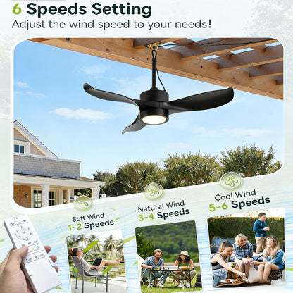 42" Matte Black Outdoor Ceiling Fan with LED Light - view 9
