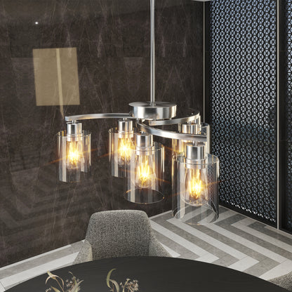 6-Light Brushed Nickel Chandelier with Clear Glass - view 6