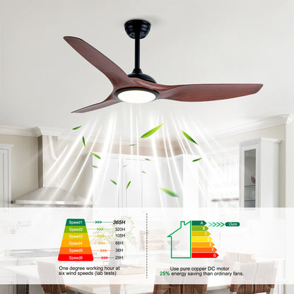 52" Matte Black & Wood Ceiling Fan with Remote - view 12