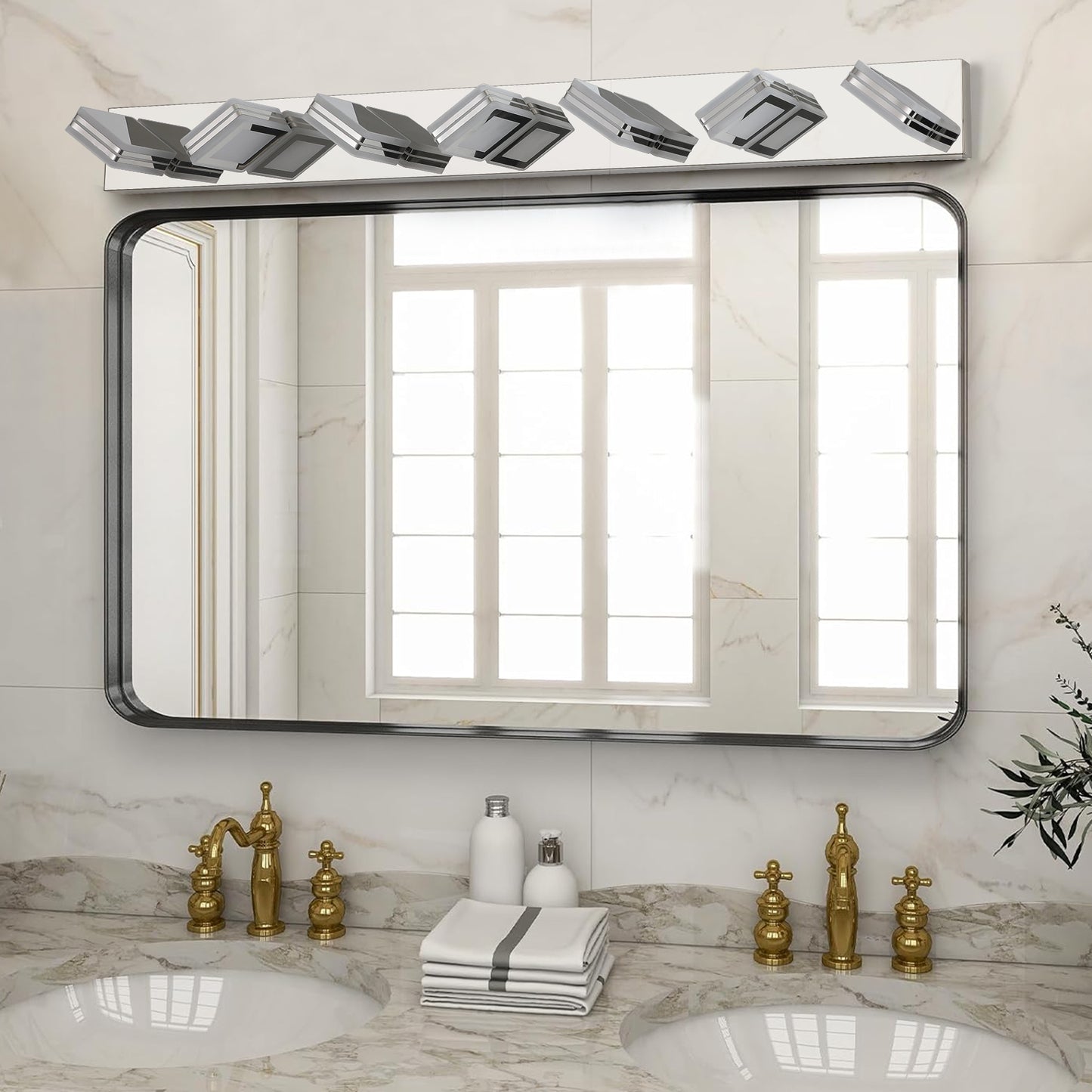 45" 7-Light Chrome LED Vanity Light with Acrylic Shades - view 2