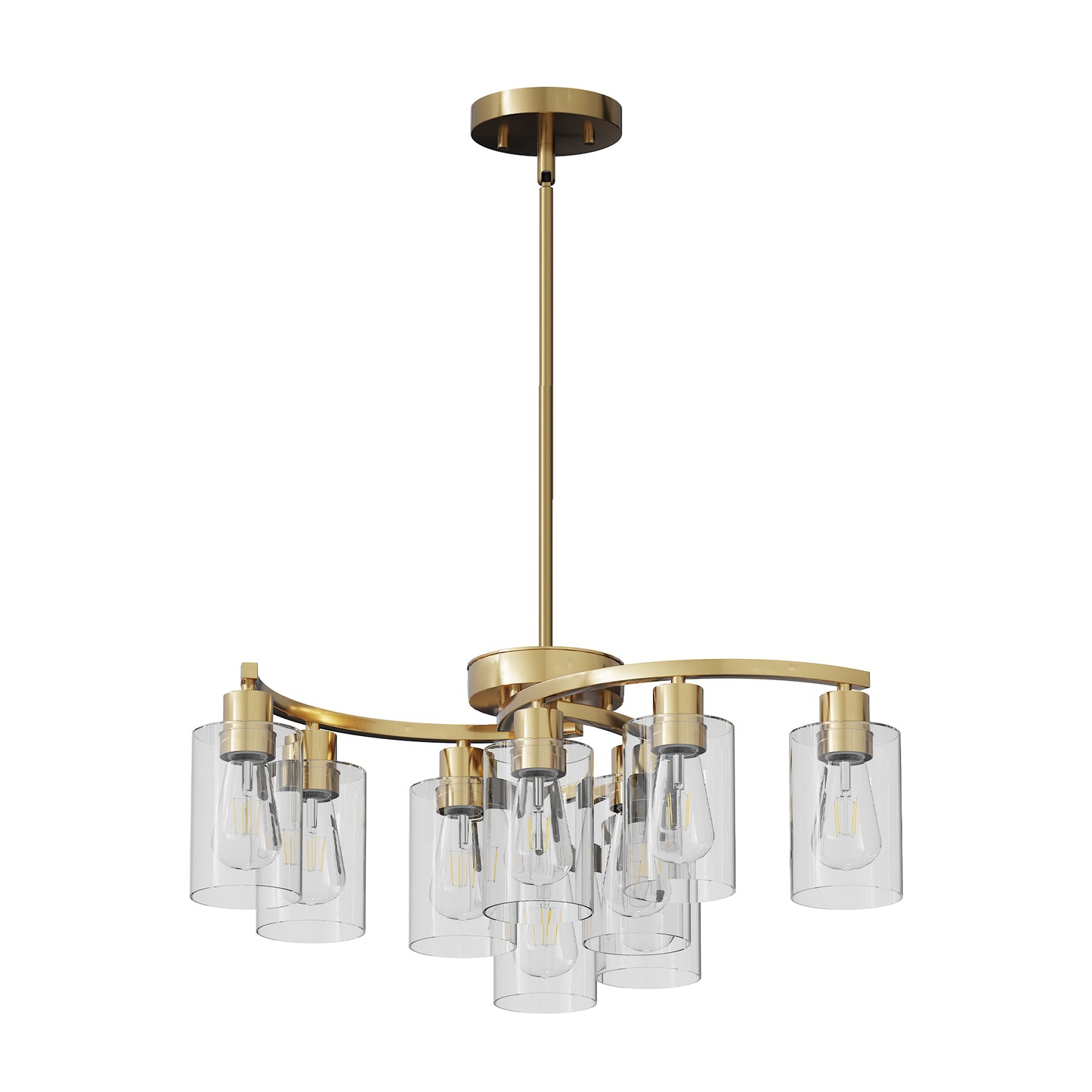 9-Light Gold Chandelier with Clear Glass Shades - view 8