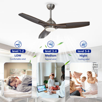 52" Nickel & Wood Reversible Ceiling Fan with Light - view 12