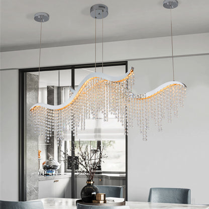 36" Chrome Wave Crystal Chandelier with LED - view 4