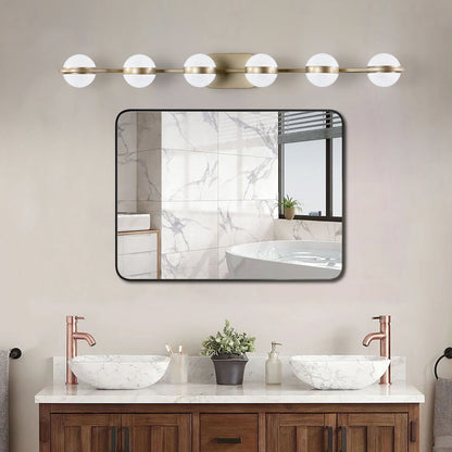 43" 6-Light Gold LED Vanity Light with Crystal Sand Shades