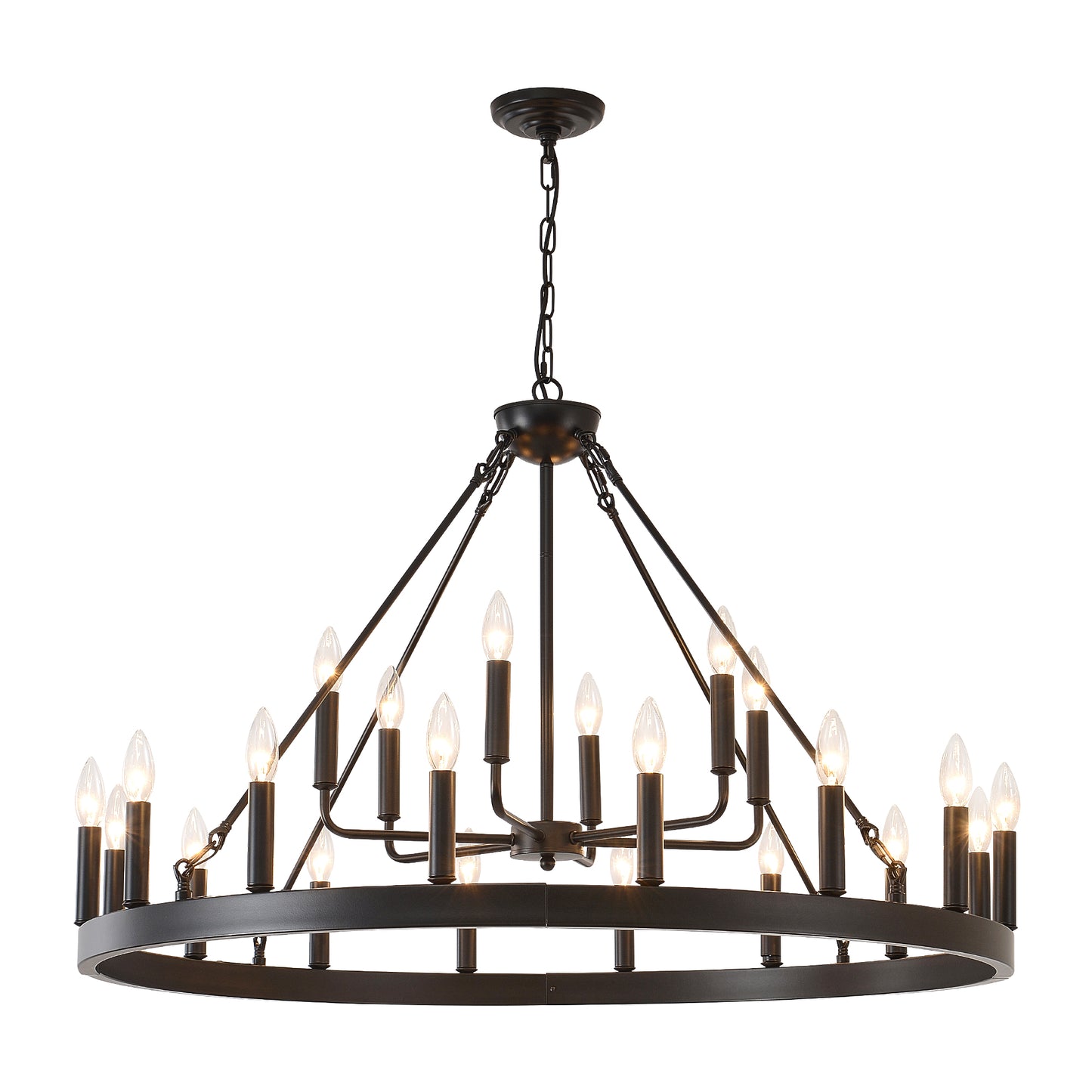 40" 2-Tier Wagon Wheel Farmhouse Chandelier, 22-Light - view 14