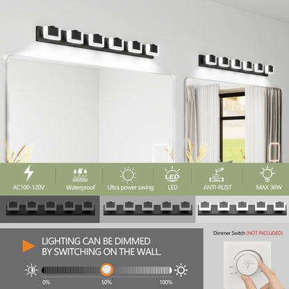 6-Light Matte Black Acrylic LED Vanity Light - view 4