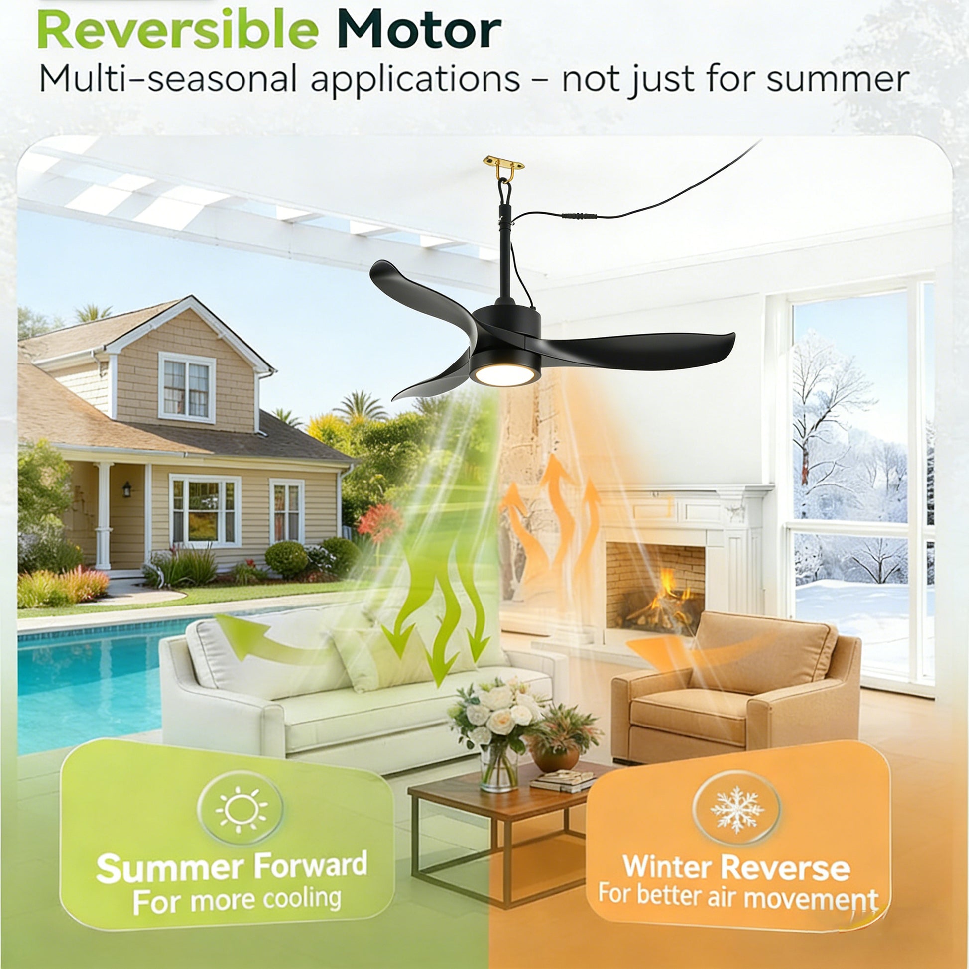 42" Matte Black Outdoor Ceiling Fan with LED Light - view 11