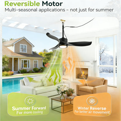 42" Matte Black Outdoor Ceiling Fan with LED Light - view 11