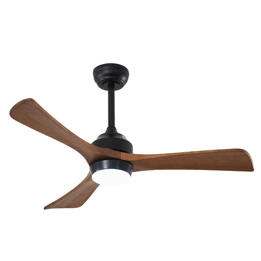 42" Matte Black Solid Wood 3-Blade Ceiling Fan