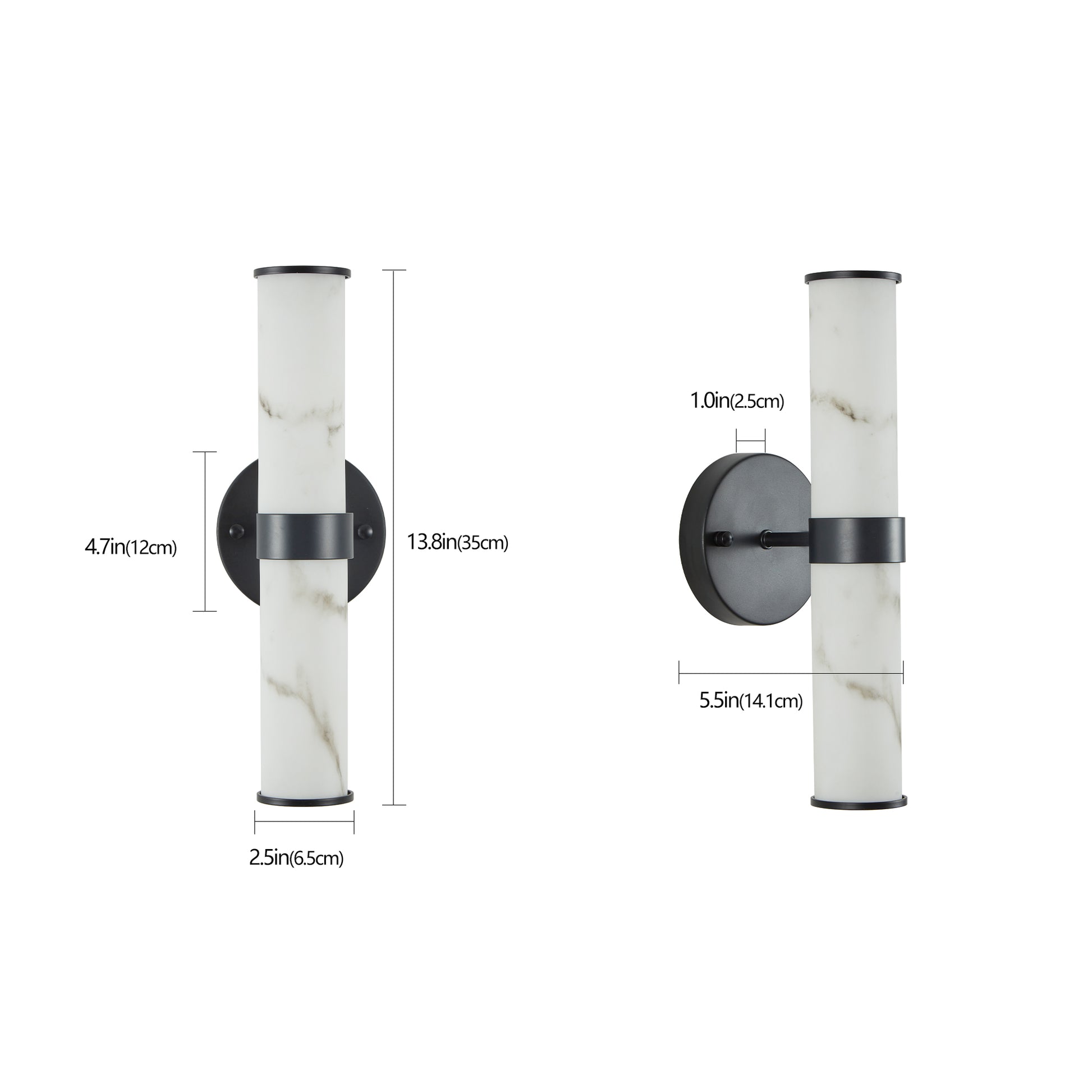 Marble Texture Wall Light with Black Frame, Set of 2 - view 12