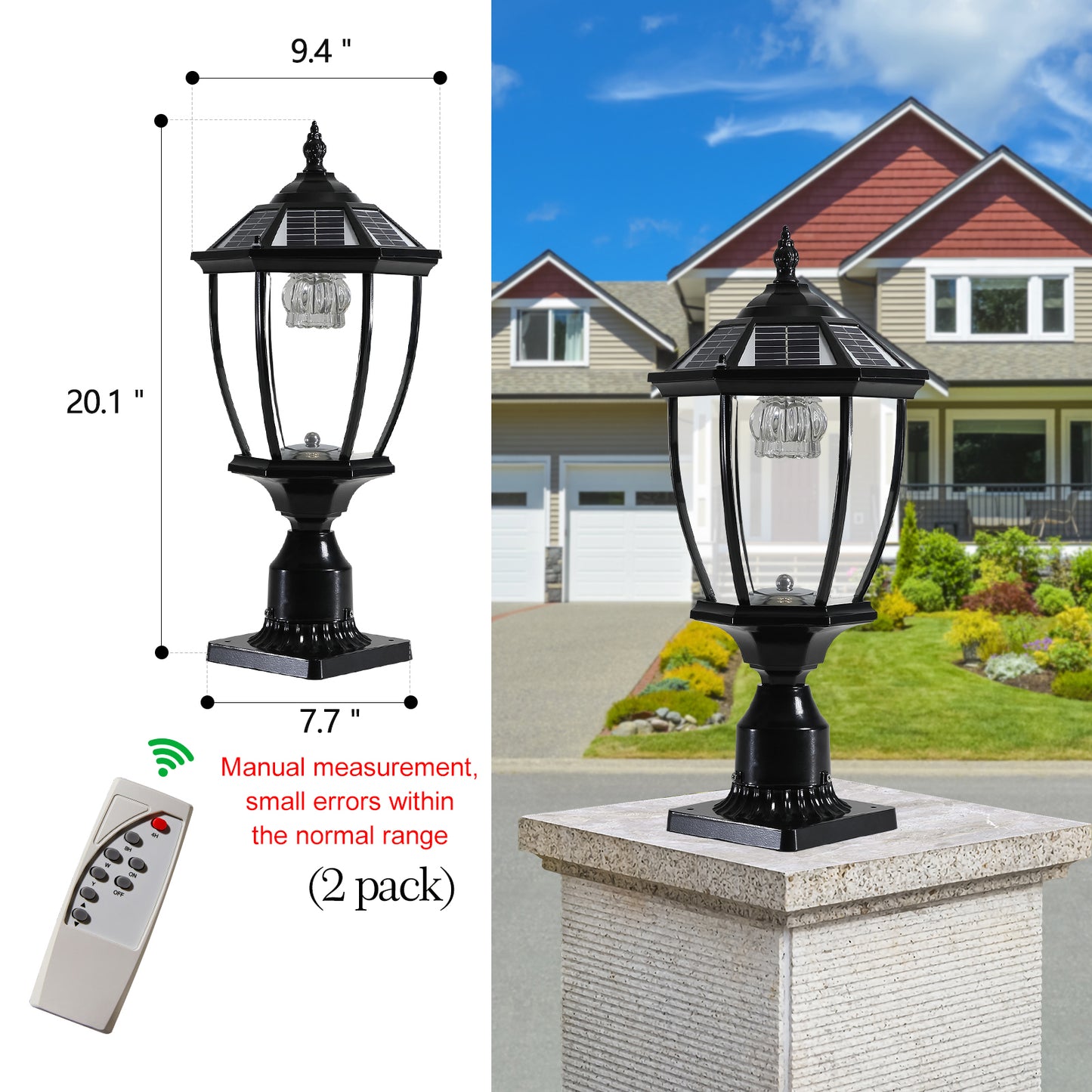 20"H Black Solar LED Outdoor Lantern Light - view 8