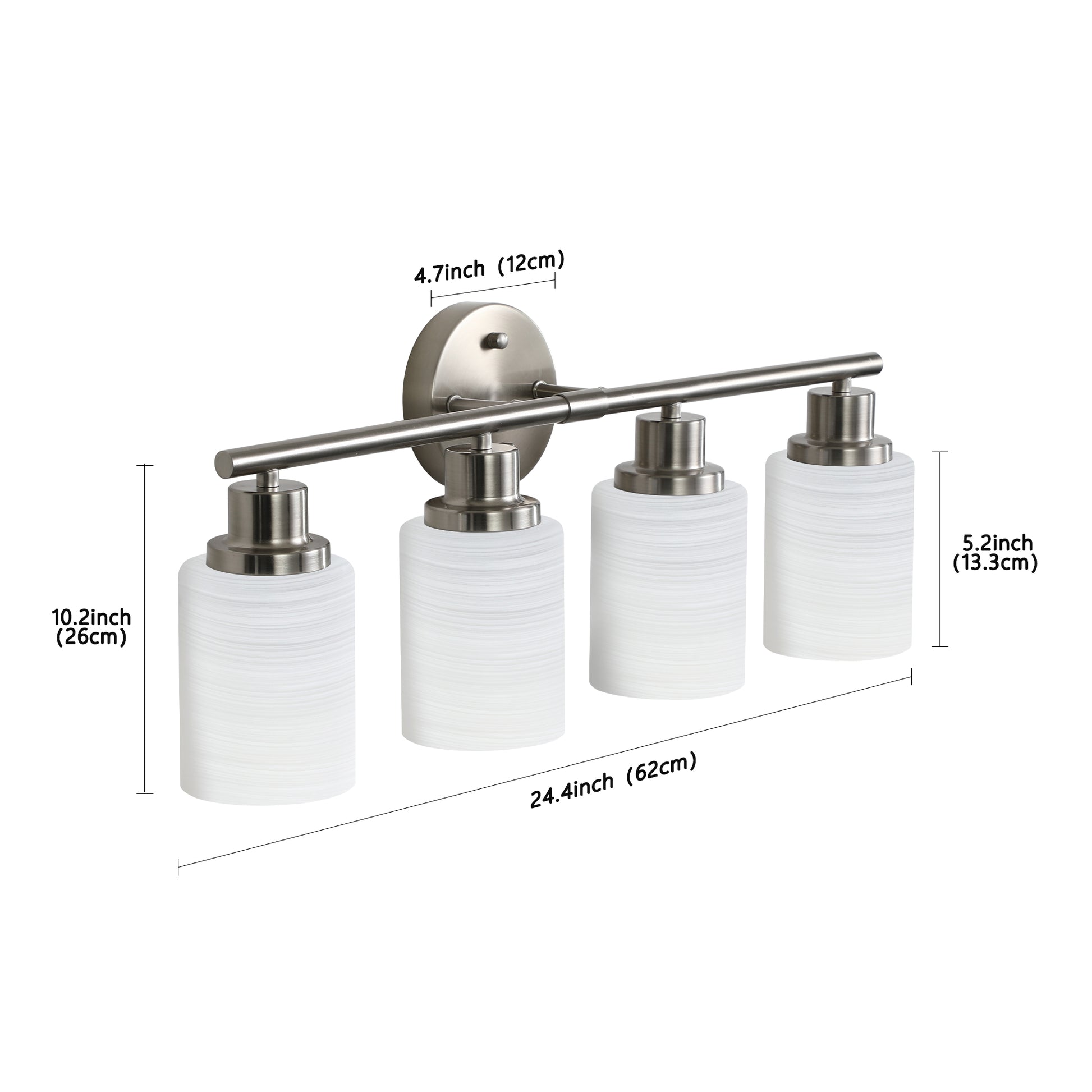 24" 4-Light Brushed Nickel Vanity Light with Frosted Glass - view 9