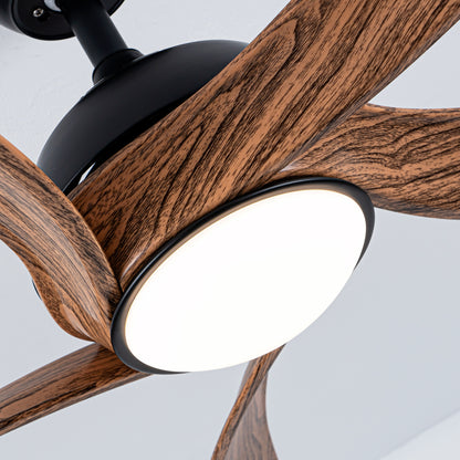 56" Matte Black & Wood Ceiling Fan with LED Light - view 14