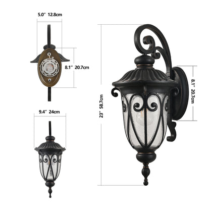 23"H Black Outdoor Wall Lantern with Bubble Glass - view 10