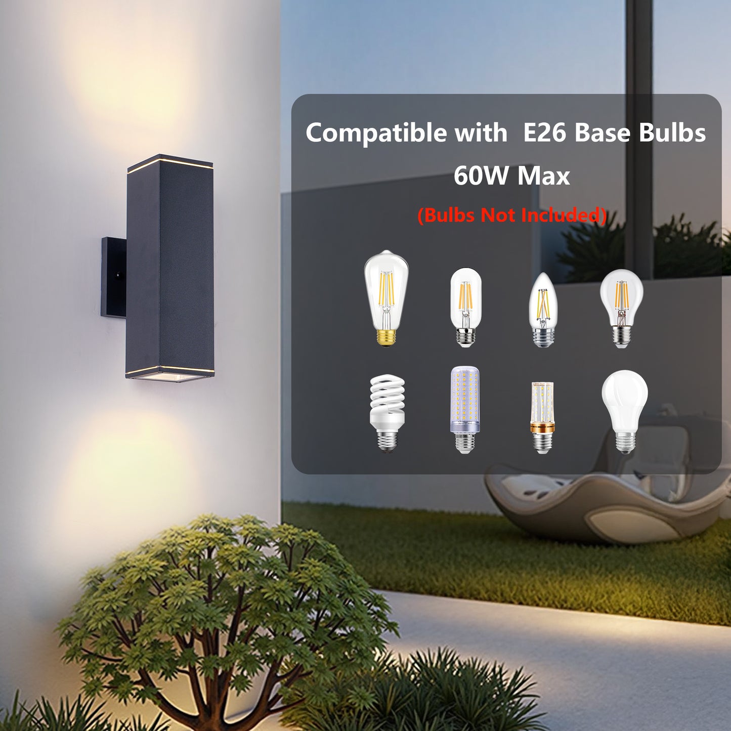 12" Black Up & Down Outdoor Wall Light, Set of 2 - view 6