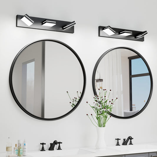 3-Light Black Minimalist LED Vanity Light