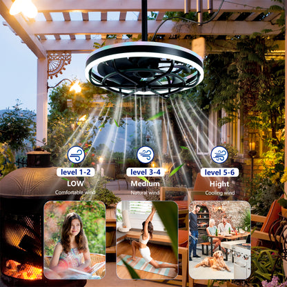 Matte Black Indoor Outdoor Ceiling Fan with Dimmable LED - view 14