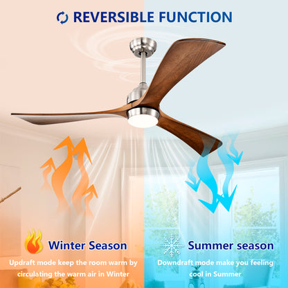 52" Satin Nickel Solid Wood Ceiling Fan with Remote - view 11