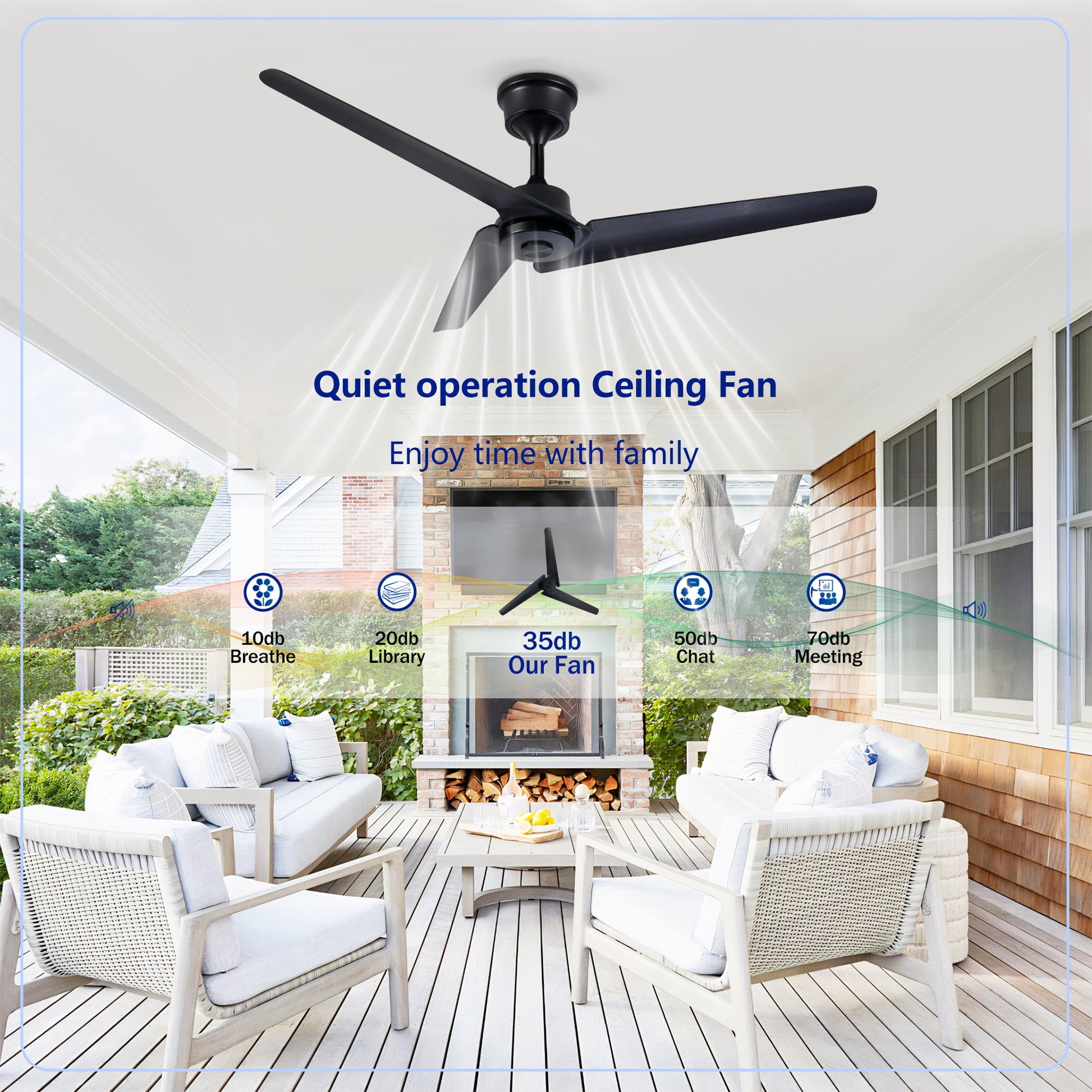 52" Black 3-Blade Ceiling Fan with Remote - view 12
