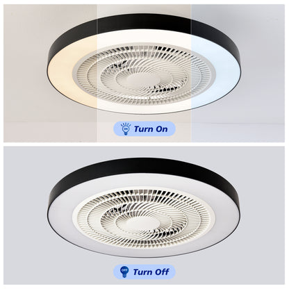 Matte Black Flush Mount Ceiling Fan with Dimmable LED - view 8