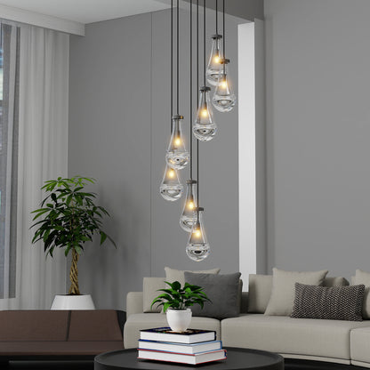 7-Light Black Adjustable Pendant Chandelier - view 2