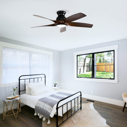 56" Matte Black & Wood Ceiling Fan with Remote - view 3