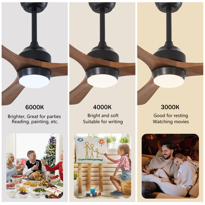 62" Matte Black 3-Blade Solid Wood Ceiling Fan with Remote - view 9
