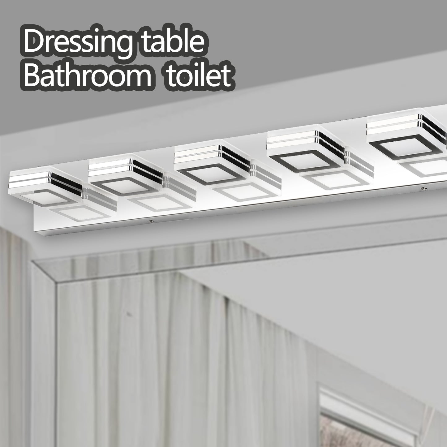 39" 6-Light Chrome LED Vanity Light with Acrylic Shades - view 6
