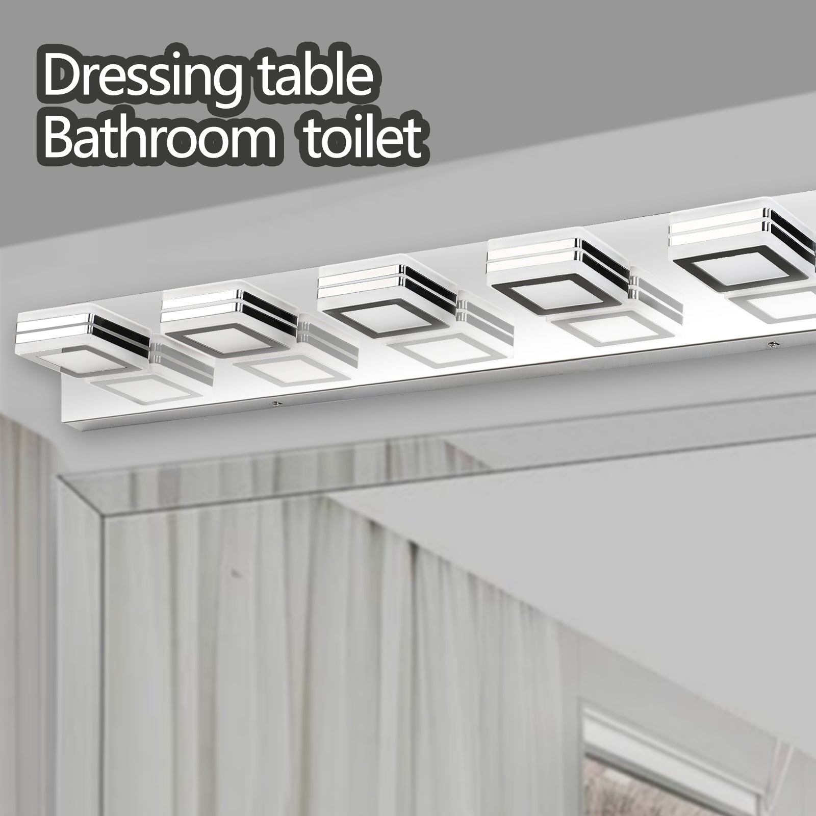 39" 6-Light Chrome LED Vanity Light with Acrylic Shades - view 6