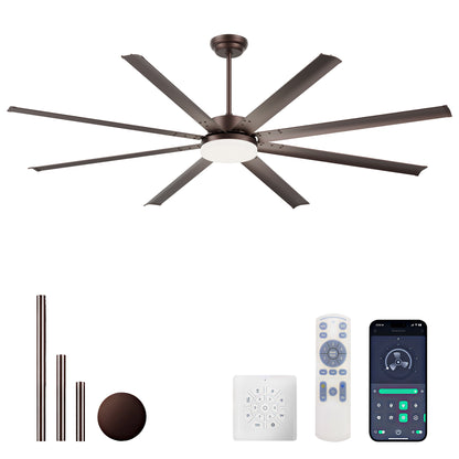 88" Coffee Industrial Ceiling Fan with Light & Remote