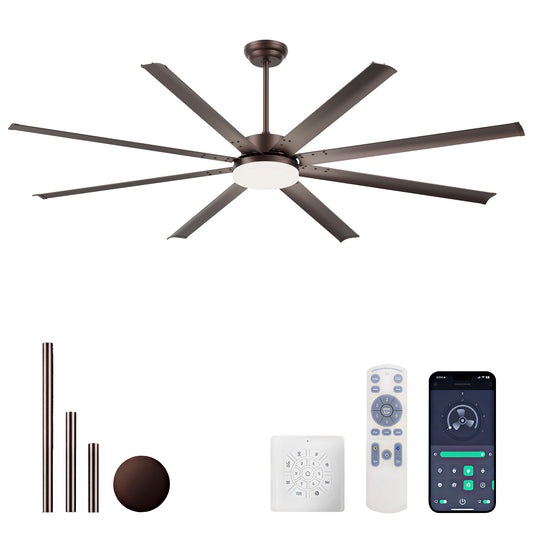 88" Coffee Industrial Ceiling Fan with Light & Remote