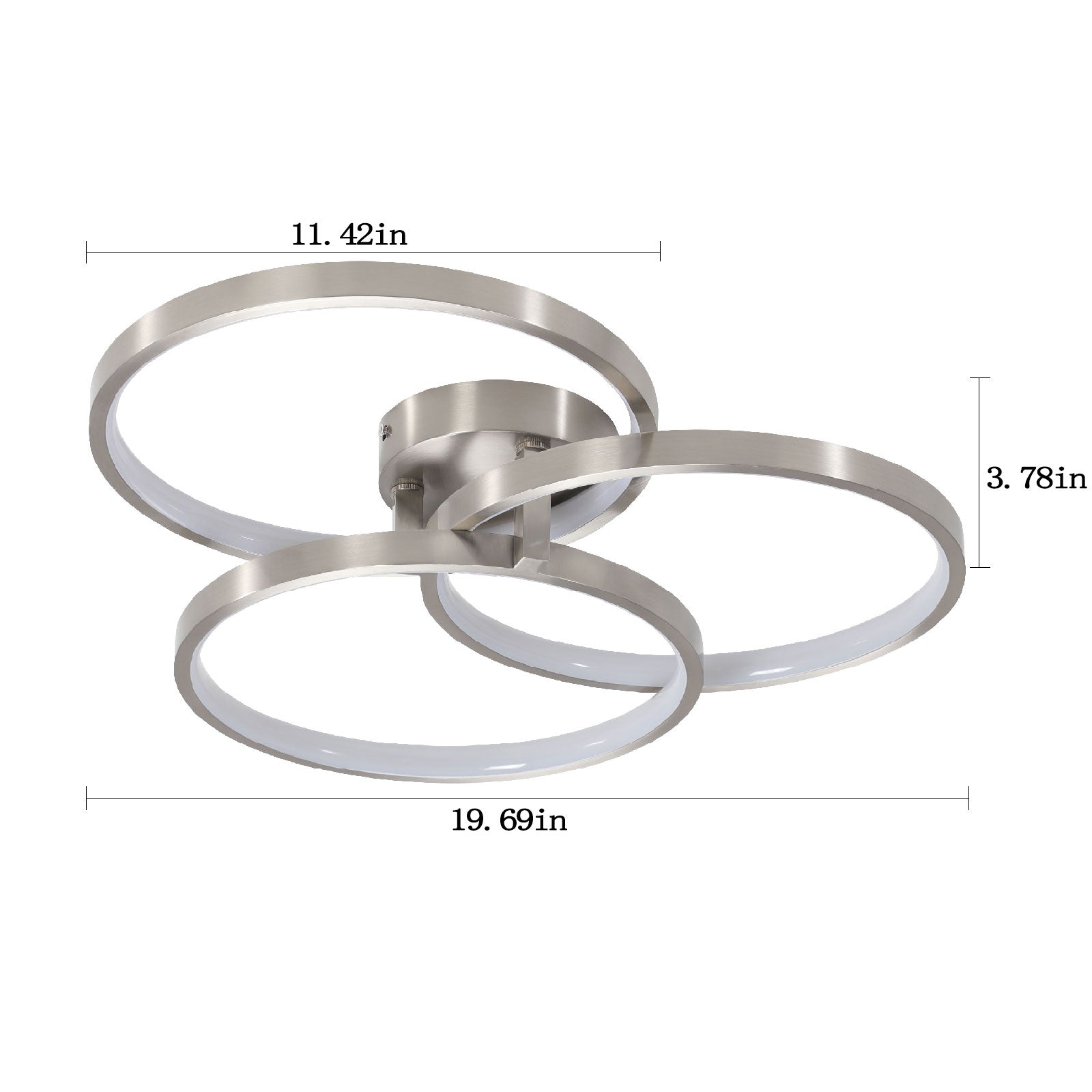 20" Brushed Nickel 3-Ring LED Flush Mount Ceiling Light - view 8