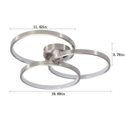 20" Brushed Nickel 3-Ring LED Flush Mount Ceiling Light - view 8