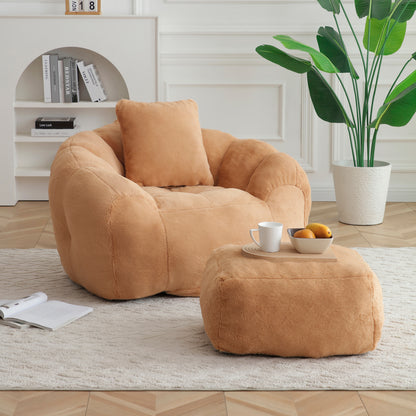 Giant Shell-Shaped Faux Fur Bean Bag Chair – Khaki