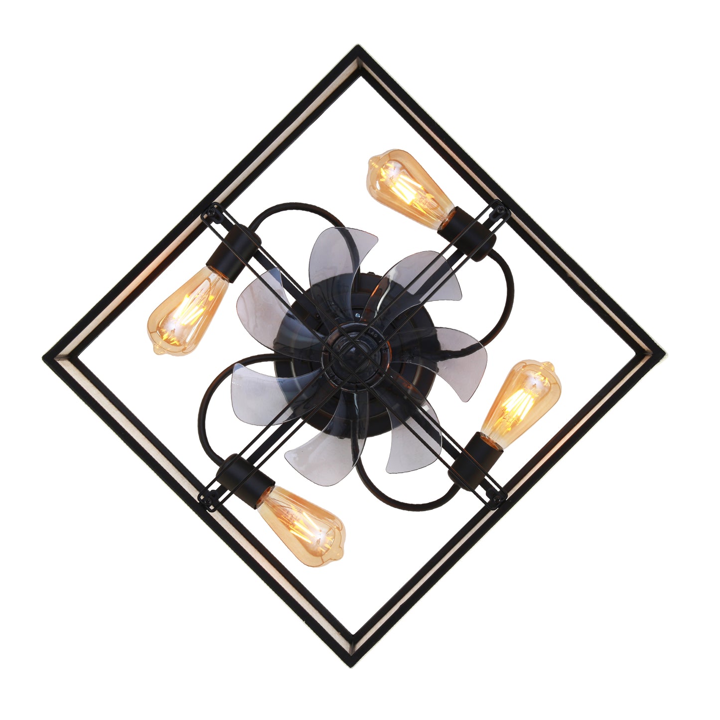 16.6" Square Fabric Farmhouse Flush Mount Ceiling Fan - view 21