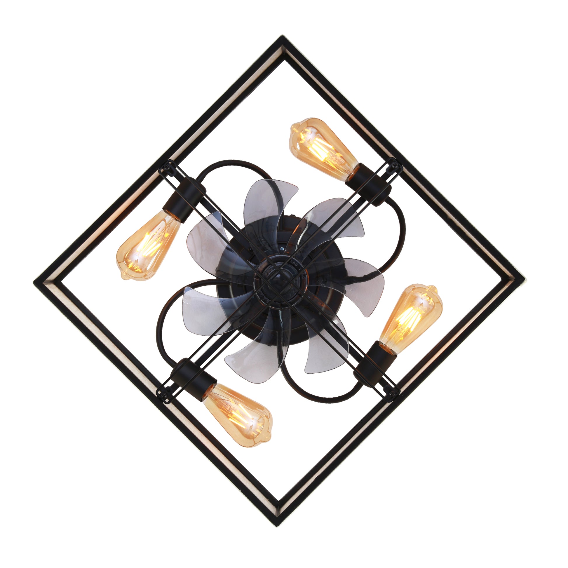 16.6" Square Fabric Farmhouse Flush Mount Ceiling Fan - view 21