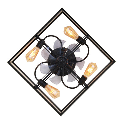 16.6" Square Fabric Farmhouse Flush Mount Ceiling Fan - view 21