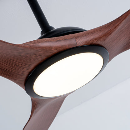 52" Matte Black & Wood Ceiling Fan with Remote - view 15