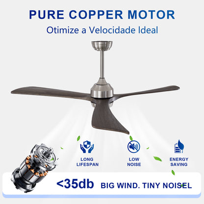 62" Satin Nickel Solid Wood Ceiling Fan with Light & Remote - view 13