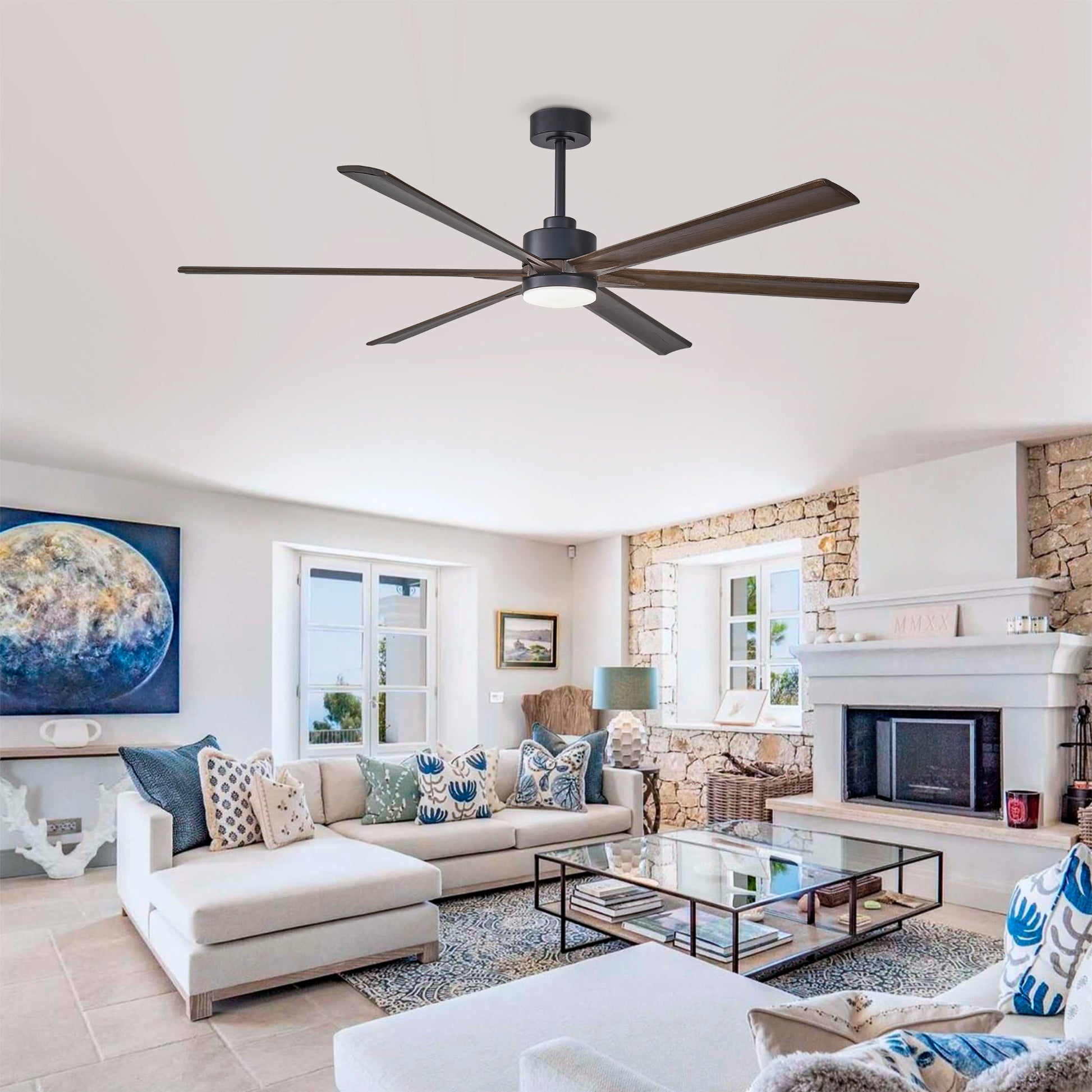 70" Matte Black Ceiling Fan with Light - view 3