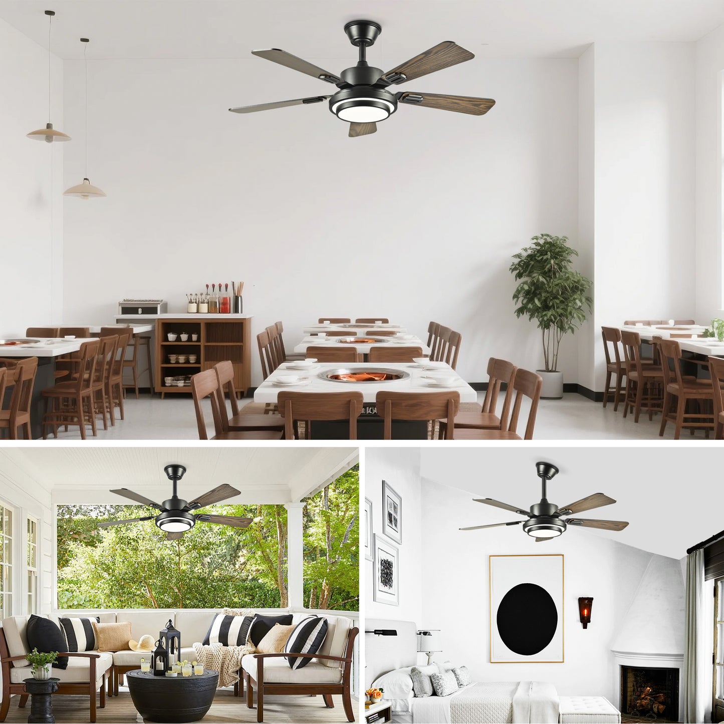 42" Matte Black Ceiling Fan with Dimmable LED Light - view 6