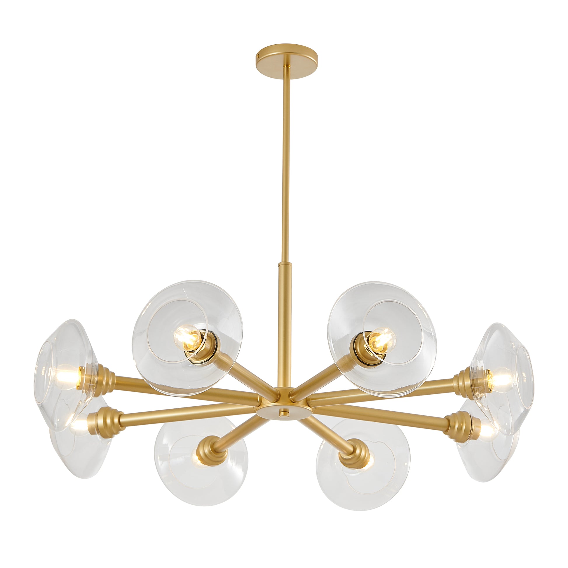 36" 8-Light Gold Sputnik Chandelier with Clear Glass - view 12