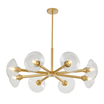 36" 8-Light Gold Sputnik Chandelier with Clear Glass - view 12