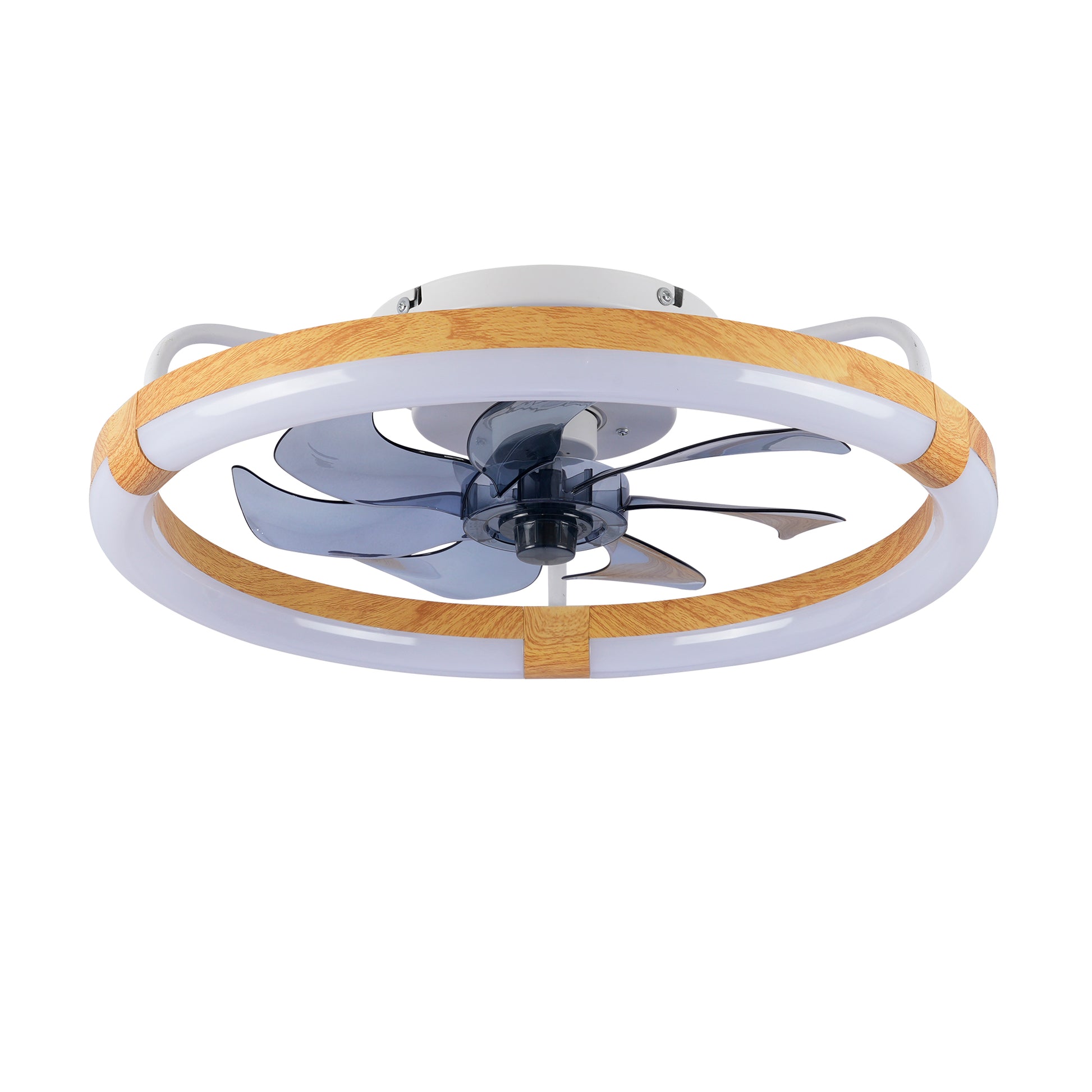 20" Matte White & Wood Ceiling Fan with Dimmable LED - view 19