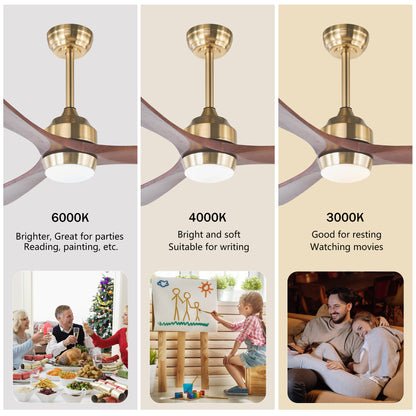 52" Gold Solid Wood Ceiling Fan with Remote - view 7